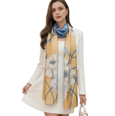 180x90 Seidenschal 180x90 gelb blau Asian Style N323